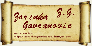 Zorinka Gavranović vizit kartica